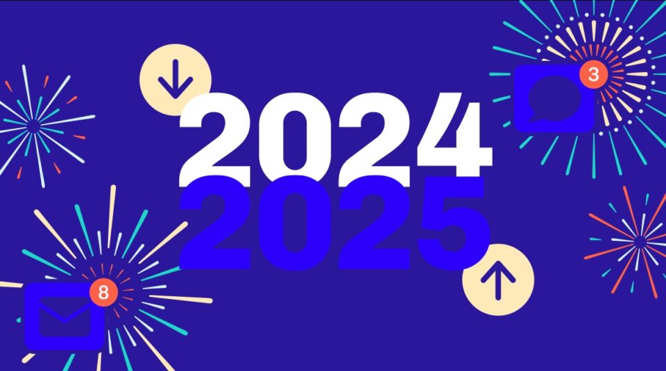 Graphic indicating the change from 2024 to 2025 with arrows